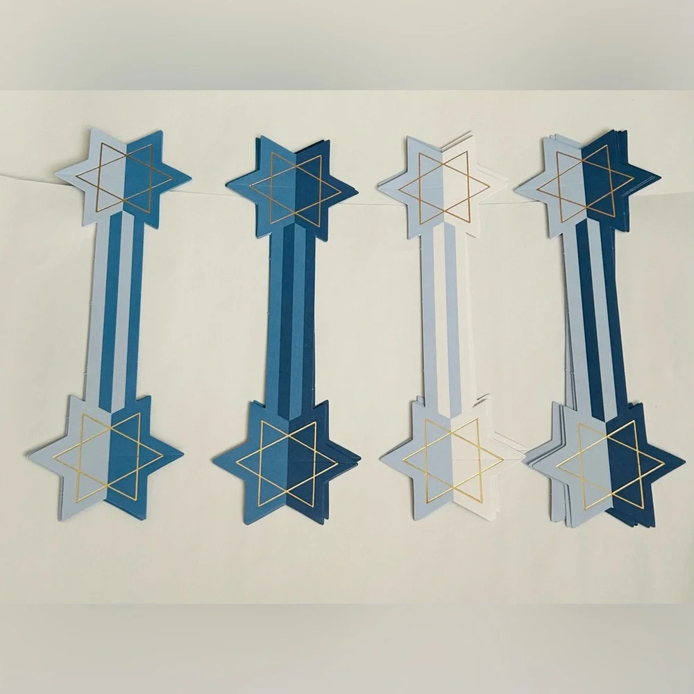 New 64 Blue Paper Napkin Rings Jewish Stars My Mind’s Eye made in Malaysia